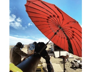 Pipeliners Cloud 8' Red Canopy 60MPH Tested Umbrella